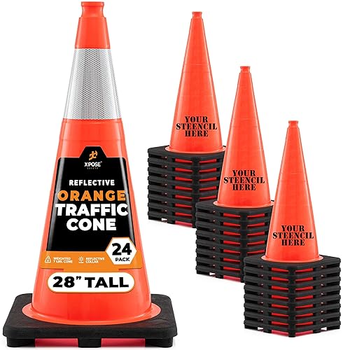 Miniatura 9 de Xpose Safety Conos de tráfico naranjas de 18 pulgadas, resistentes, 3 libras con collar de 6 pulgadas, 1 paquete de conos de seguridad de plástico