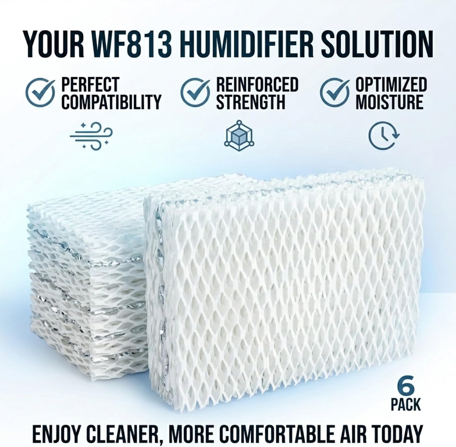 6pcs WF813 Humidifier Filter Replacement for EQWF813 RCM-832/832N PCWF813