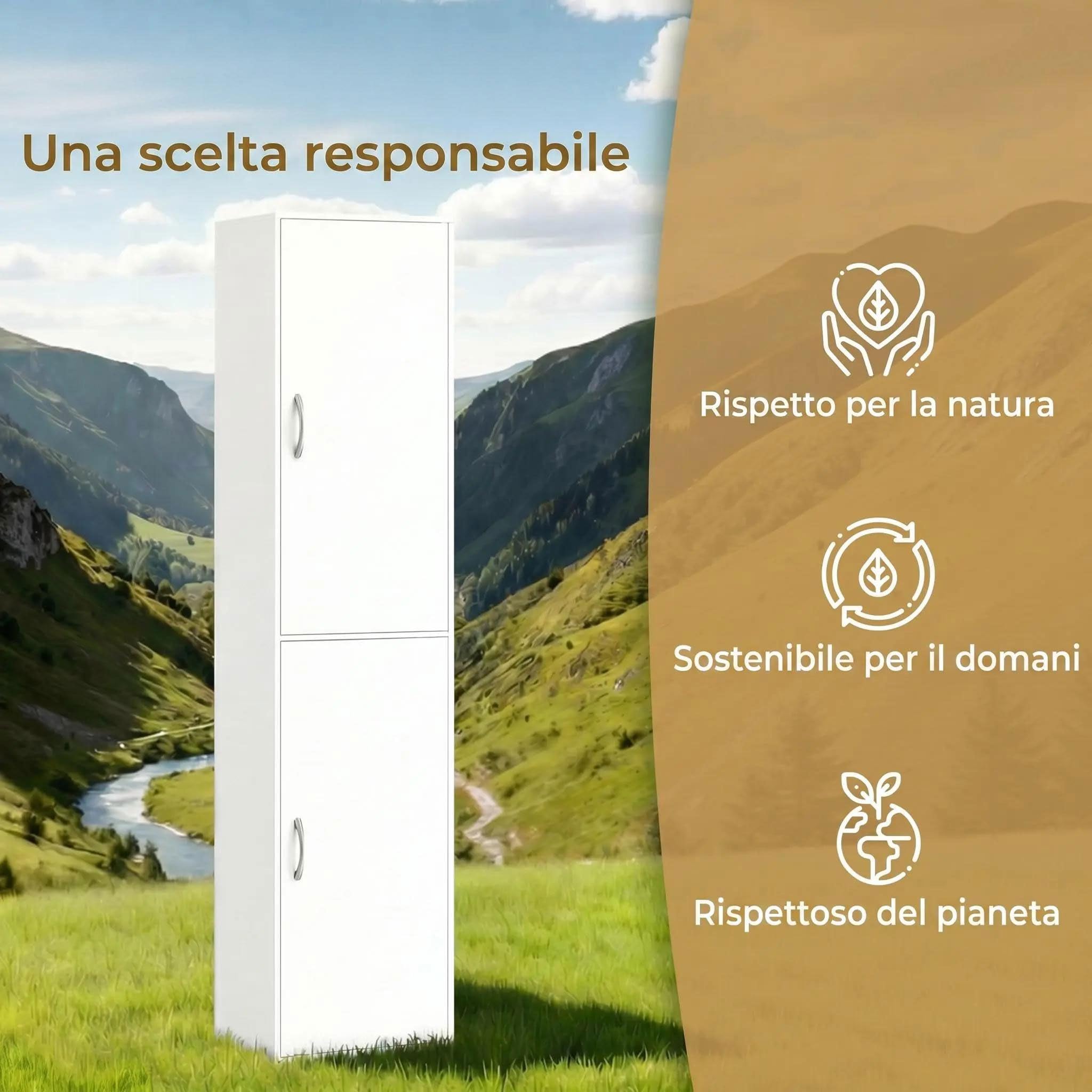 HOMCOM Libreria Scaffale Alta 180 cm con 5 Ripiani Regolabili Bianco