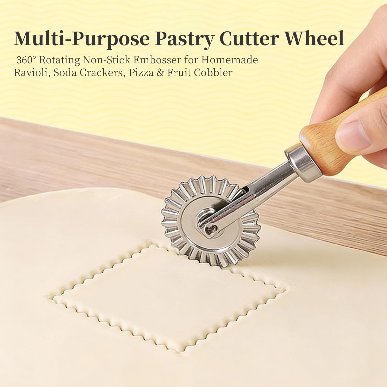 Fluted Pastry Wheel Cutter - Make Ravioli & Pie Crusts -6