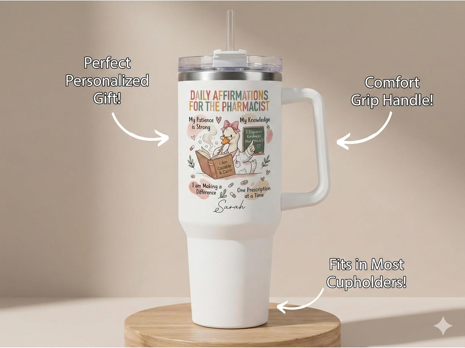 Personalized Pharmacist Tumbler, Pharmacy Student Gifts, Pharmacy Technician Tumbler with Handle, Custom Pharmacy Gift, 40 ounce Tumbler for Pharmacy Tech - Image 4