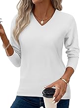 Women's Lightweight Long Sleeve V-Neck Knitted Elastic Knitted Pullover Sweater Classic Fit