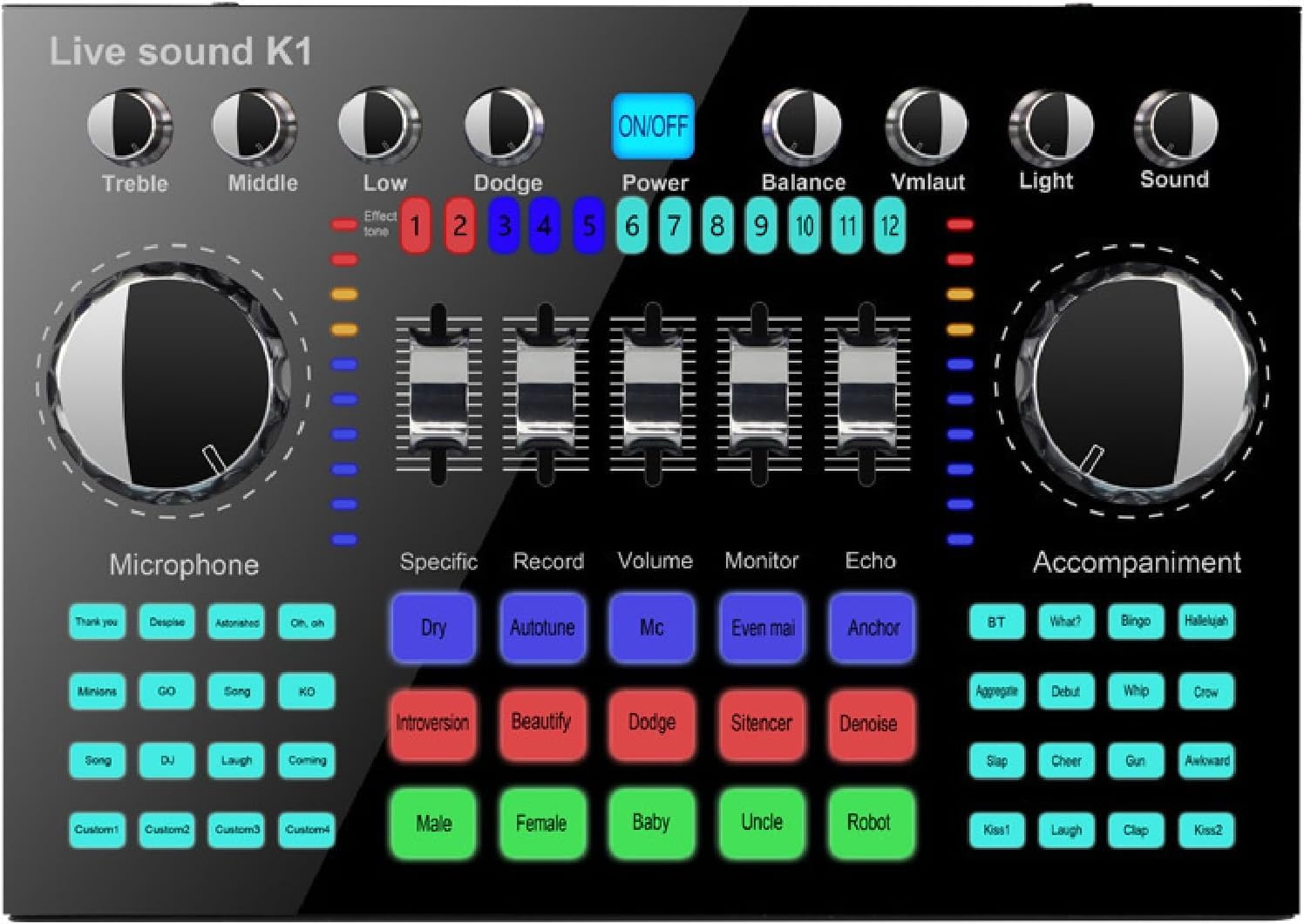 ExKaTe Professional Audio Mixer, Live Sound Card for Live Streaming, Portable Bluetooth Sound Card Profession Adjustable Volume Audio for Music Recording Karaoke Singing.