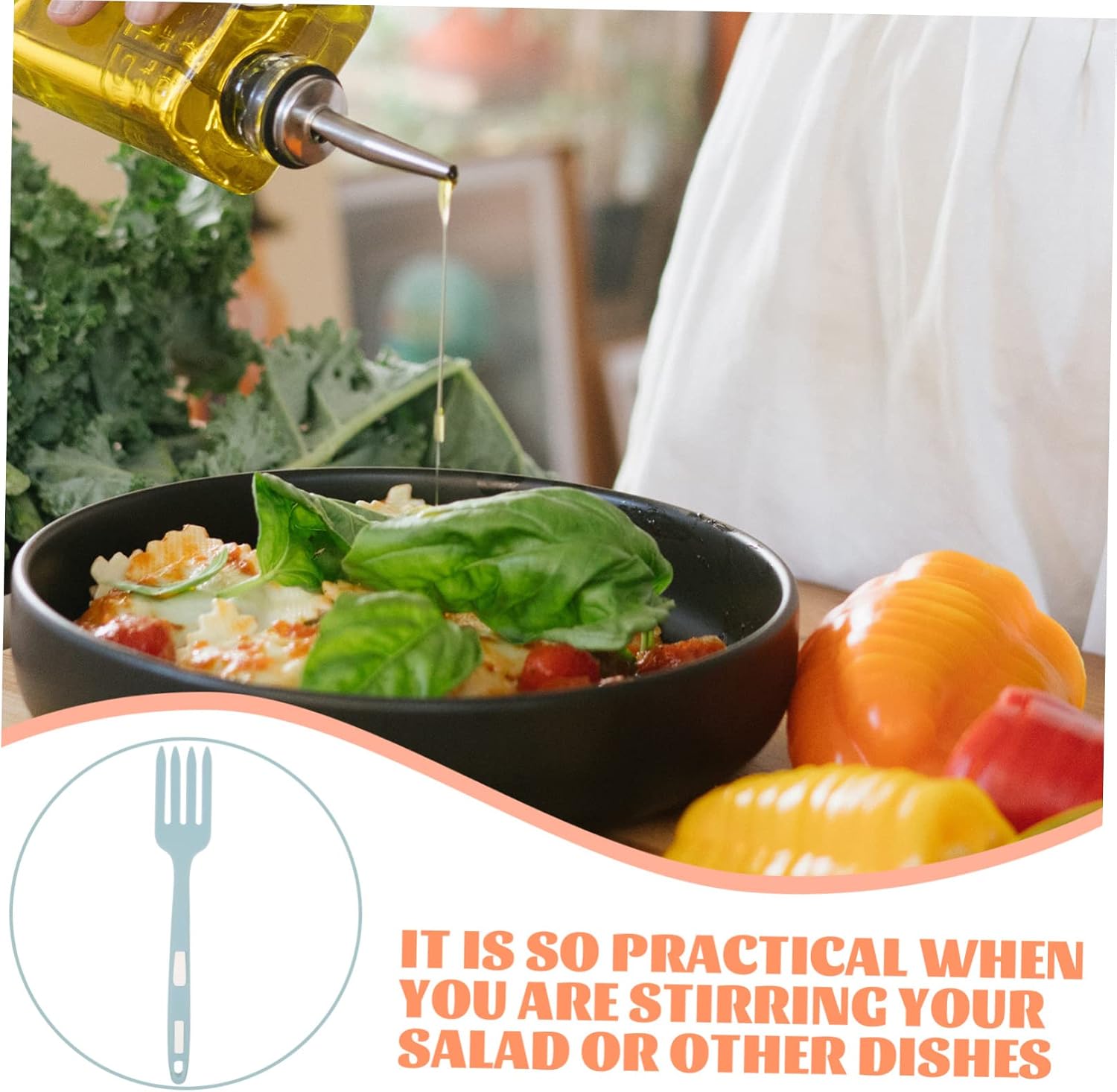 MAGICLULU 3pcs Tongs Kitchen Cooking Fork Salad Mixing Fork Large Fried Noodle Home Cooking Kitchen Gadget Practical Utensil Ergonomic