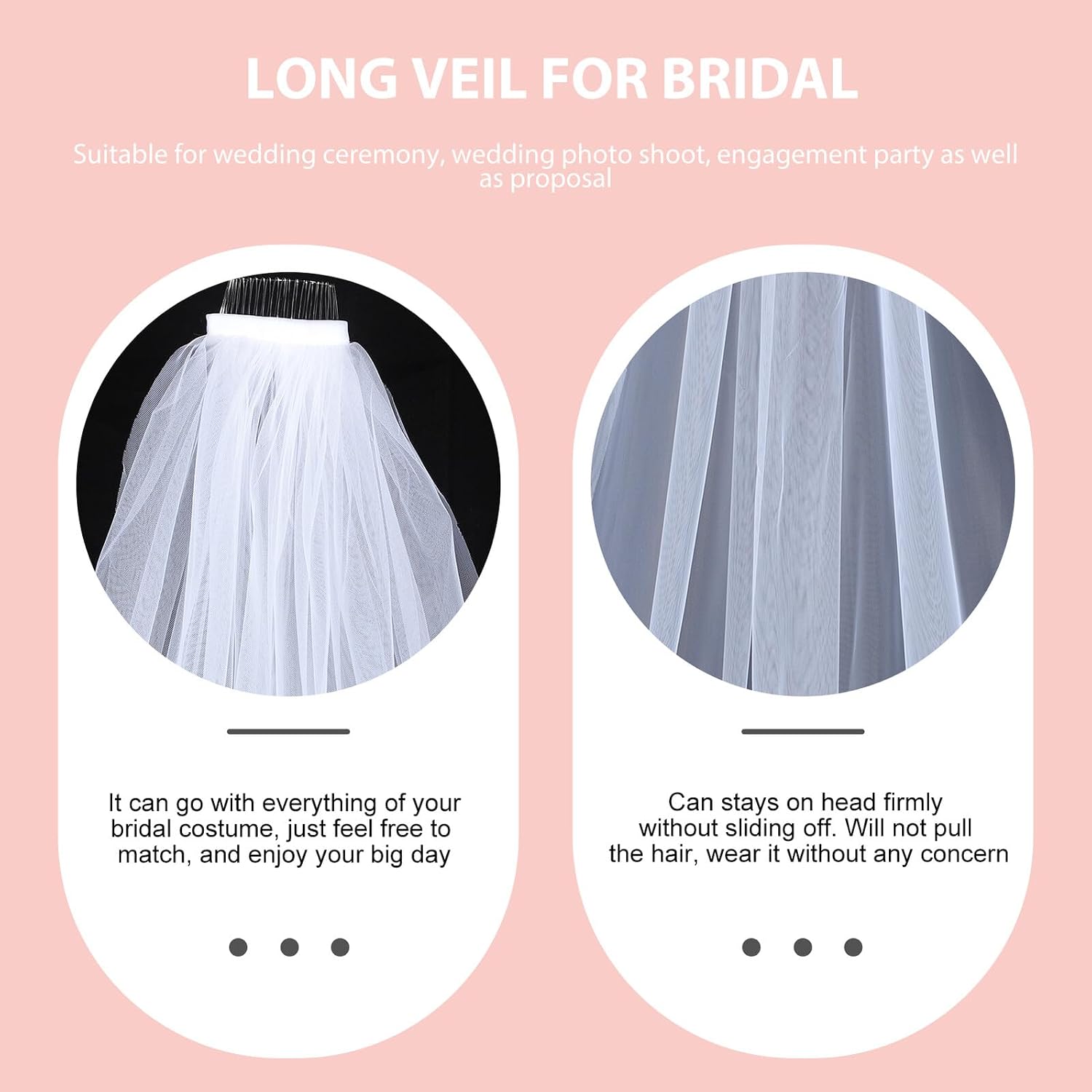 UPKOCH Bridal Veil Cathedral Long Lace Veil Bridal Hair Accessory Extended Width for Wedding Ceremony