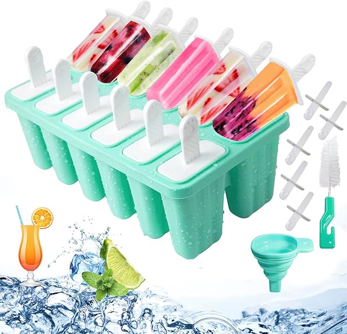 Ice Lolly Moulds,12Hole Popsicle Moulds, NonStick Ice Cream Moulds