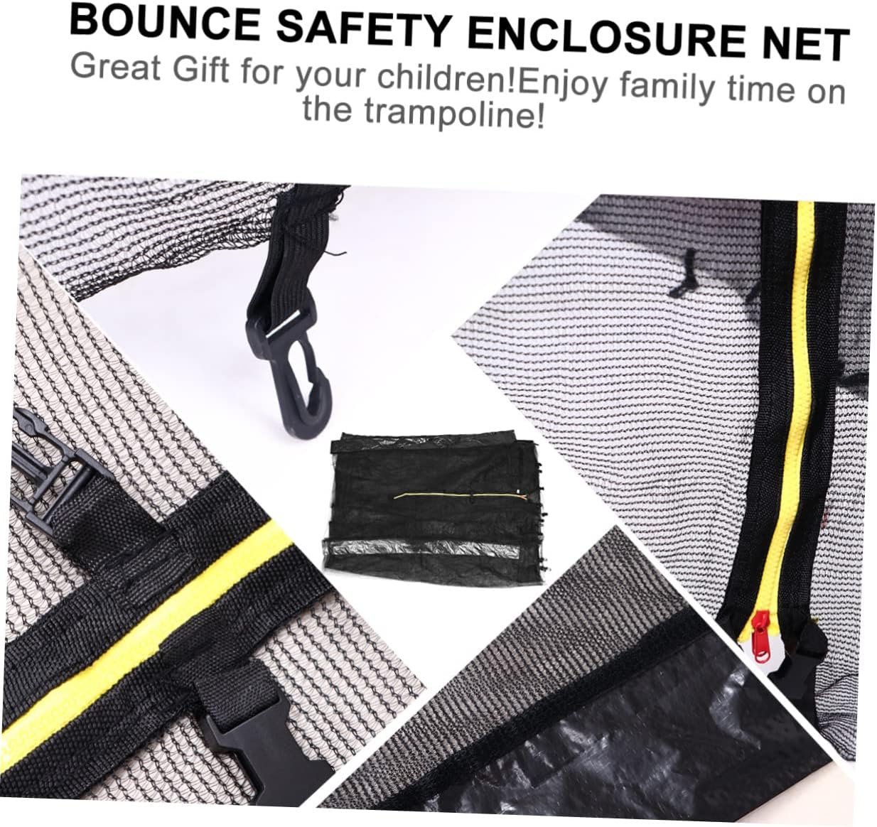 YARNOW Trampoline Enclosure Net Soft Pp Material Safety Net and Install Straight Poles for Trampoline Protection