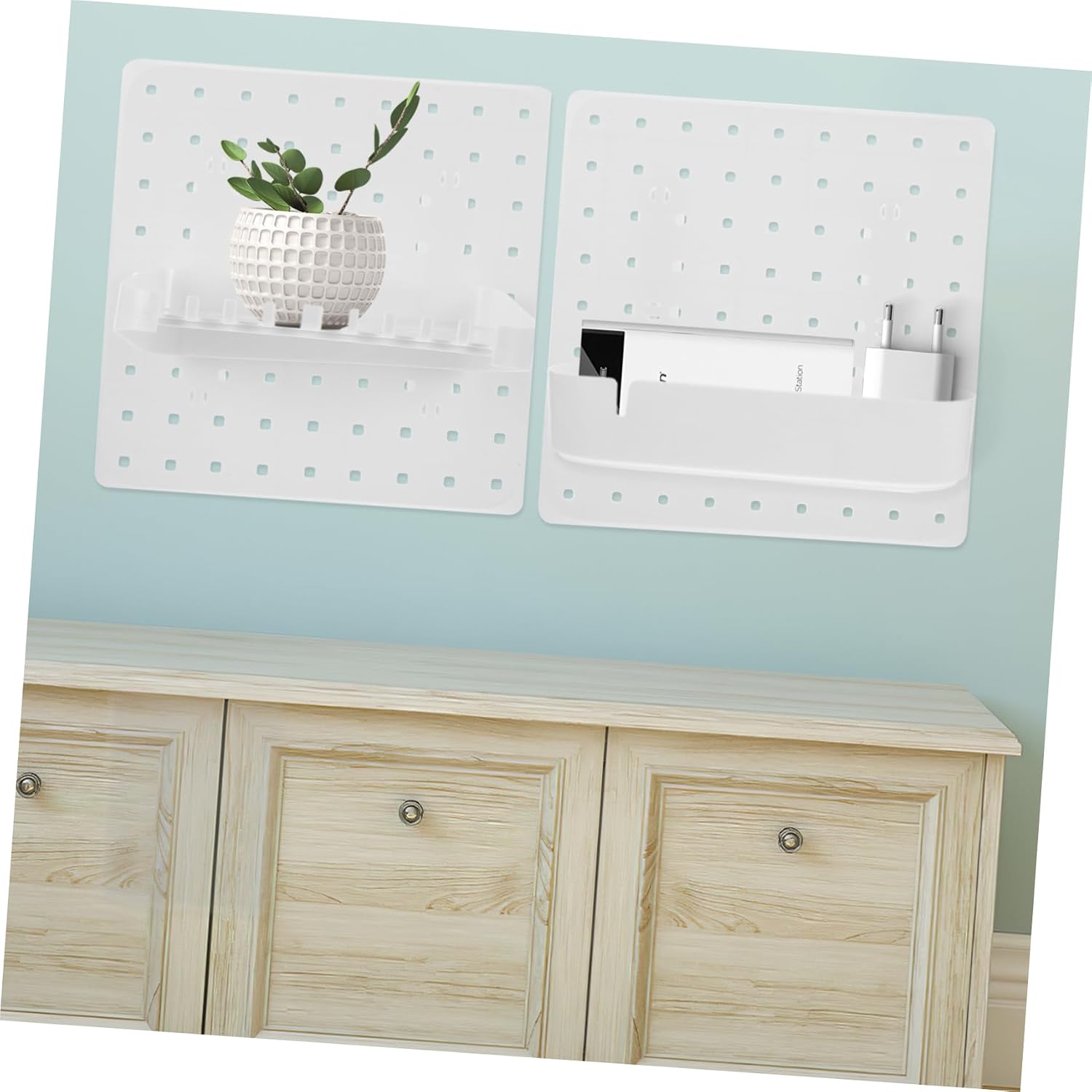 MAGICLULU 1set No Drill Pegboard Organizer Set Heavy Duty Adhesive Wall Storage for Kitchen Home Supplies and Crafting Easy Installation Multi-Functional Hooks and Bins