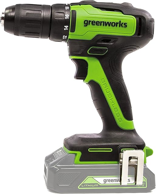 Greenworks GD24DD35 Cordless Drill-Driver with Brushless Motor, 0-1450rpm, 2 Gears, 35Nm Torque, WITHOUT 24V Battery & Charger, 3 Year Guarantee