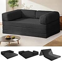 AOLVDOW Queen Size Tri-Fold Folding Sofa Bed Mattress - Removable Arms, Washable Cover, No Assembly, Non-Slip Black (170.99)