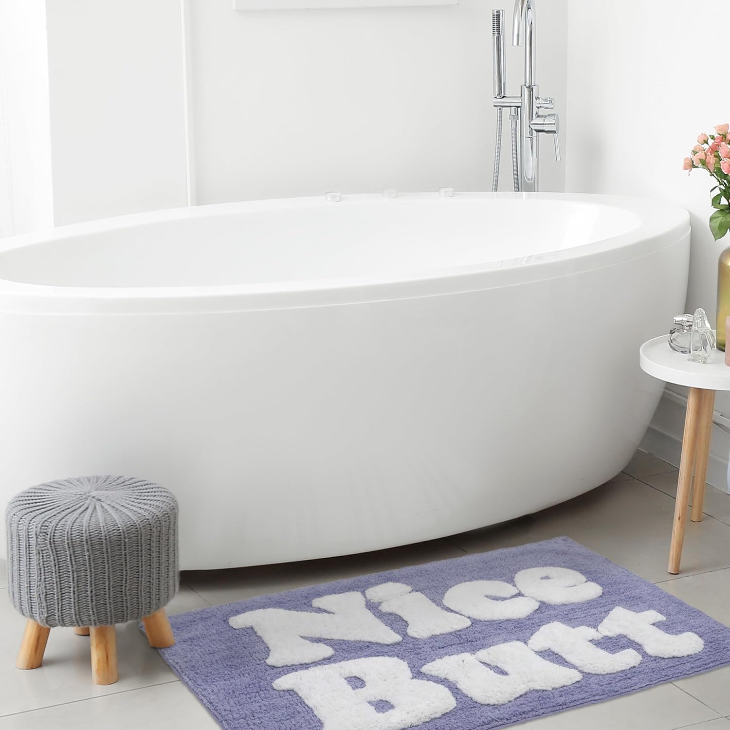 Jessica Simpson Cotton Bath Rug, Premium Overtufted Bathroom Rug, Machine Washable Decor, 20"x32", Nice Butt, Purple