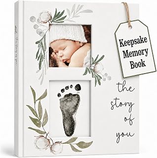 Baby Book Keepsake - Simple Baby Milestone Book for Boy or Girl - Baby Journal & Pregnancy Memory Book - Monthly Milestone Record Baby Books for Baby Shower - Modern Gender Neutral Style Gift for Moms
