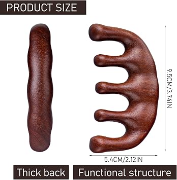 Amaxiu Wooden Massage Comb, Sandalwood Head Scalp Comb No Static Wide Tooth | Comb for Head Scalp Scalp Stimulator Comb Gua Sha Comb Body Massage Tool for Men Women