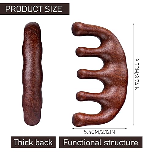 Miniatura 6 de Peine de masaje de madera, peine para cabeza de sándalo, peine de dientes anchos sin estática, peine de dientes anchos para cabeza, estimulador del