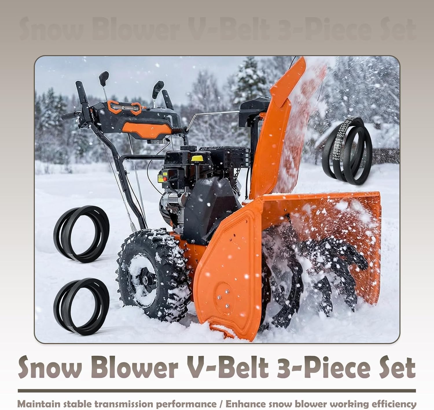 07200802 & 07200739 07200633 Snow Blower V-Belt Set Compatible with Ariens for Deluxe 24" 28" Snowblower 921045 921046 921069 921070 921323, 2 Deck Raw Edge Impeller Belts & 1 Auger Drive Belt