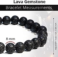 Vista 266 de Pulsera de turmalina negra, pulsera de cristal curativo natural para mujeres y hombres, pulsera de cuentas redondas de 0.315 in para espiritual