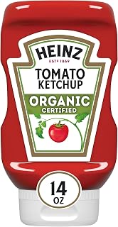 Heinz Organic Tomato Ketchup 14 oz - Certified Organic Vine-Ripened Tomatoes, Thick Rich Classic Taste, Gluten-Free No HFCS