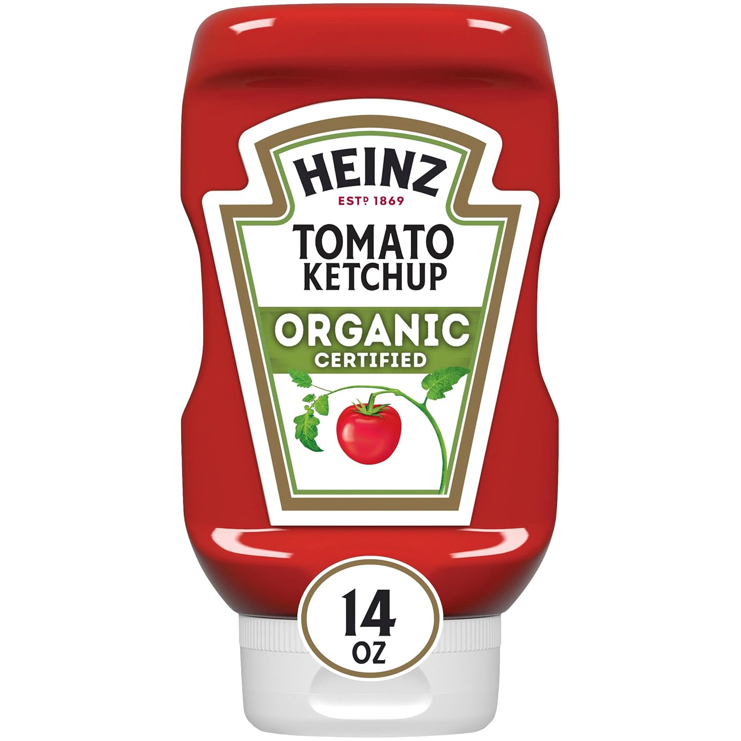 Heinz Organic Tomato Ketchup 14 oz - Certified Organic Vine-Ripened Tomatoes, Thick Rich Classic Taste, Gluten-Free No HFCS