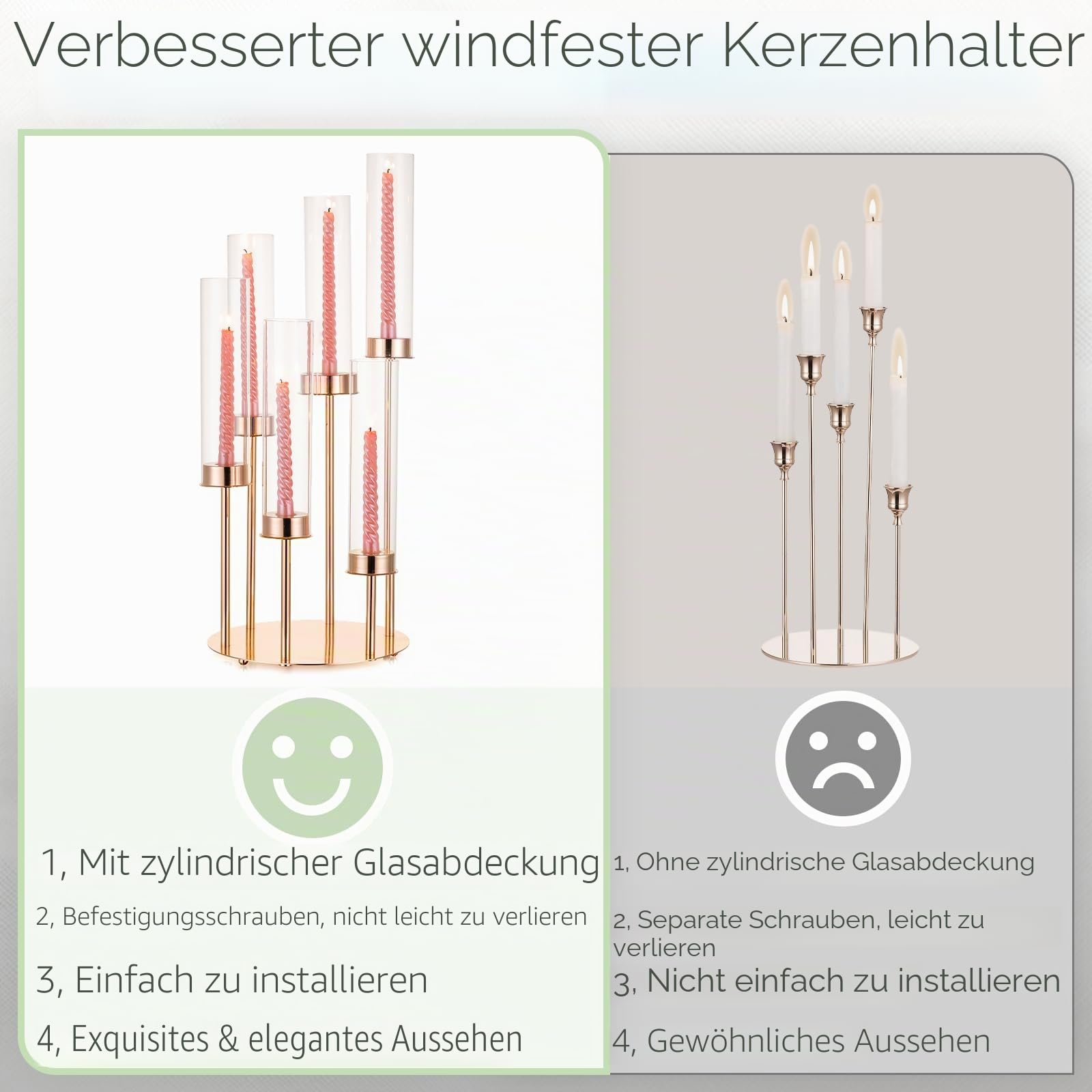 Kerzenständer Gold Bodenkandelaber Kerzenleuchter: 1 Stück Kerzenhalter aus Metall Windlicht-Kerzenhalter Hohe Kandelaber für Tafelaufsatz Hochzeit Veranstaltung Weihnachten Feste