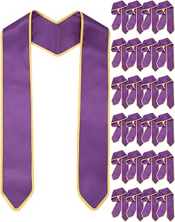 24 Pcs Graduation Stoles Bulk,Plain 70 Inch Blank Sash for DIY,School College University Ceremony,Honor Stole