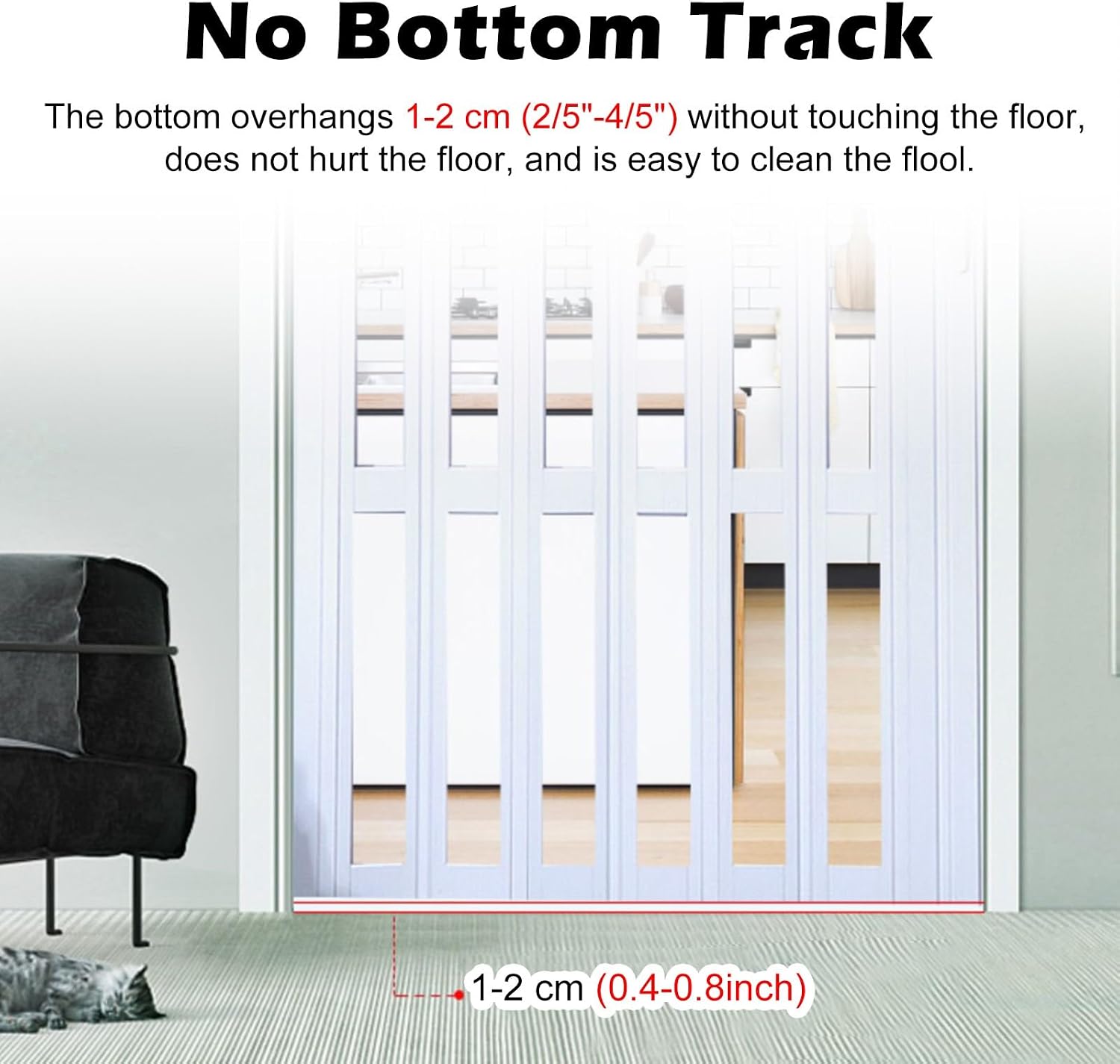Brown PVC Accordion Sliding Barn Door - Custom Size Multifold Interior Folding Door with Top Track & Handle for Kitchen, Pantry, Bedroom Room Divider (W 110cm x H 205cm)