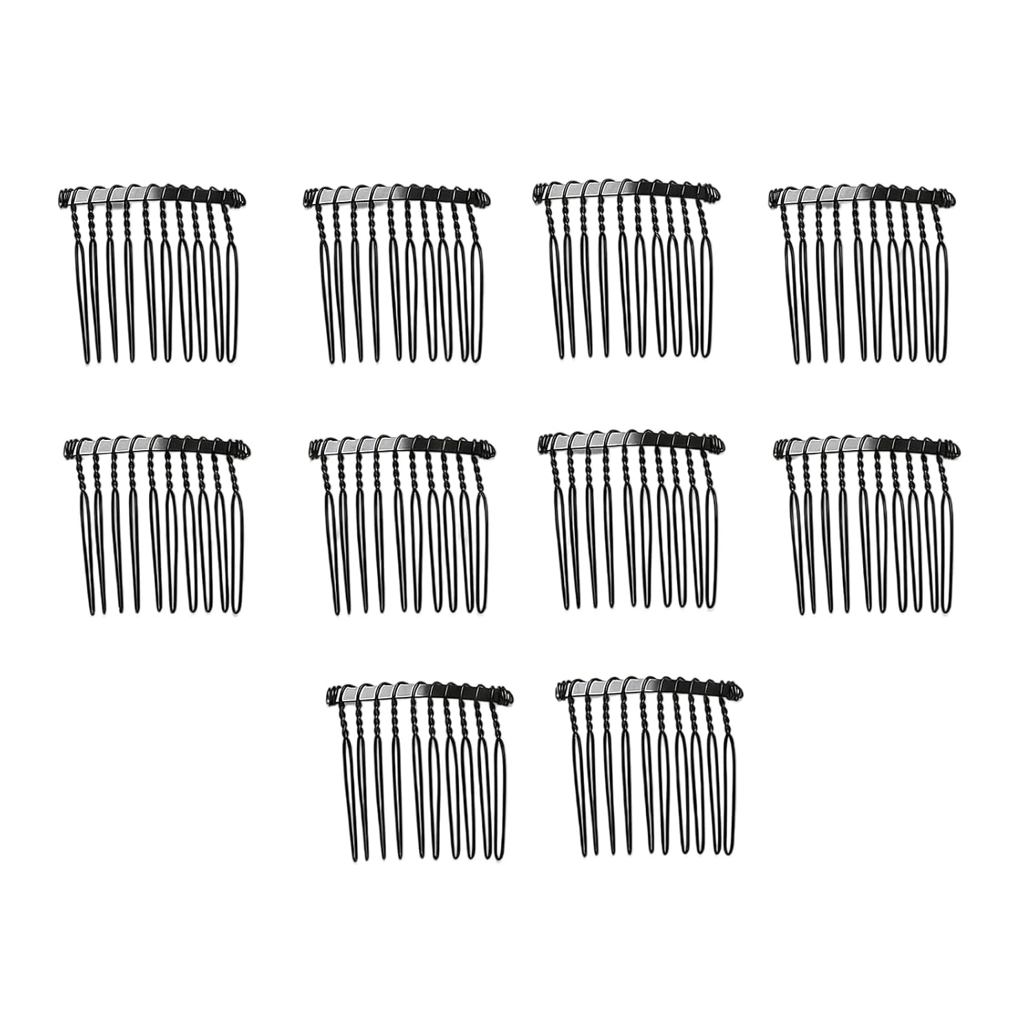 10 Pcs 10 Teeth Black Metal Wire Side Hair Combs for Women Girls