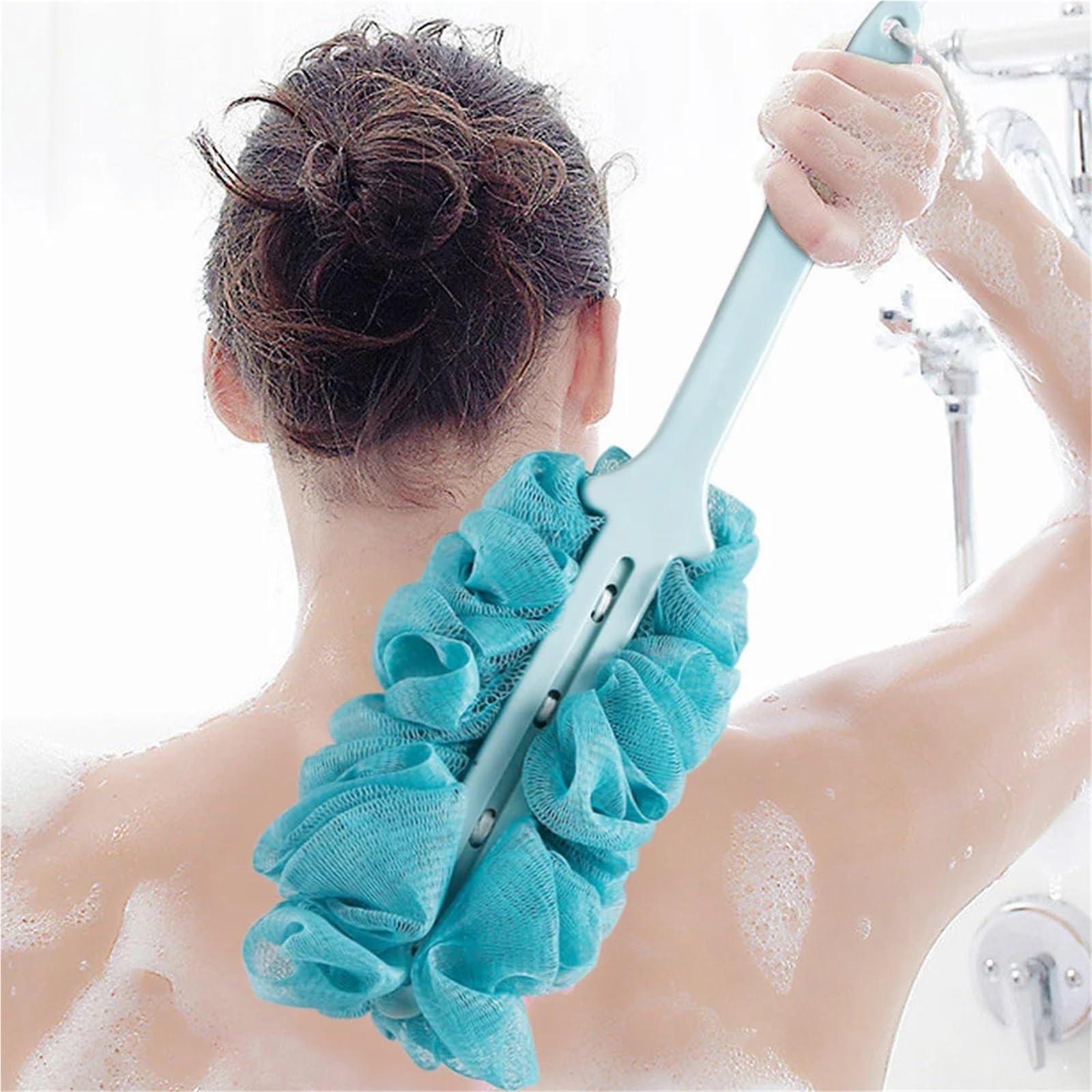 Rückenbürste 2Pcs Lange Griff Zurück Pinsel Körper Wäscher Dusche Hängen Körper Pinsel Schwämme Weiche Mesh Bad Dusche Pinsel Bad Zubehör Für Duschen(Beige)