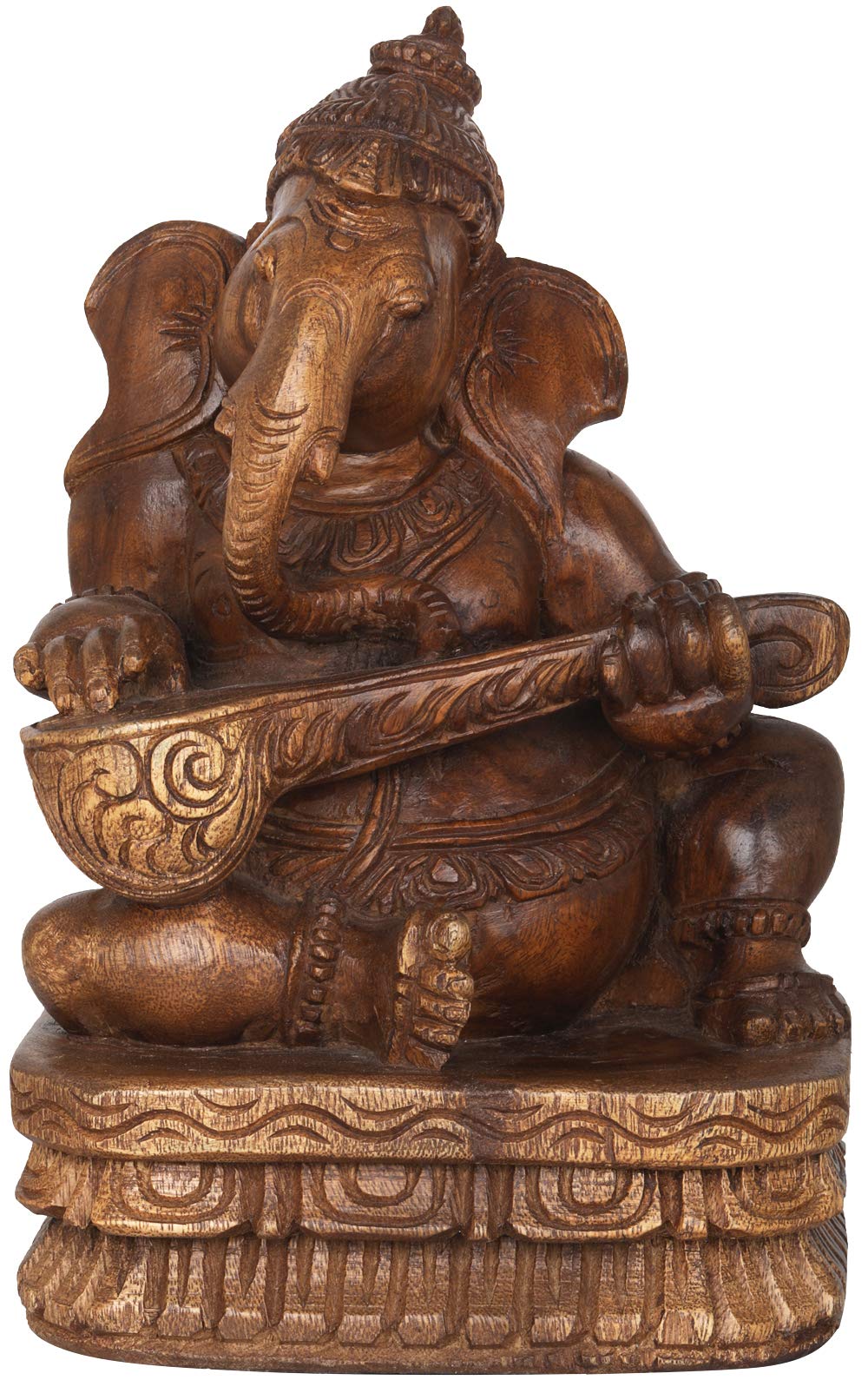 Sitar de Ganesha músico en madera tallada de India del Sur