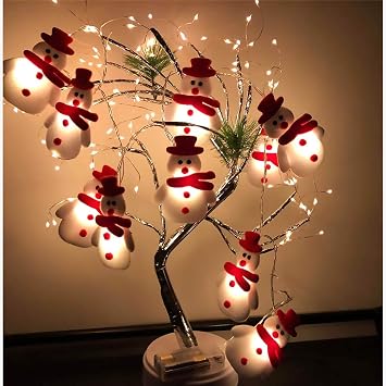 Christmas Snowman String Lights - 10 LEDs 5.4ft Waterproof Light Up String Lights, Short Plush Lights for Christmas Decorations Battery Operated