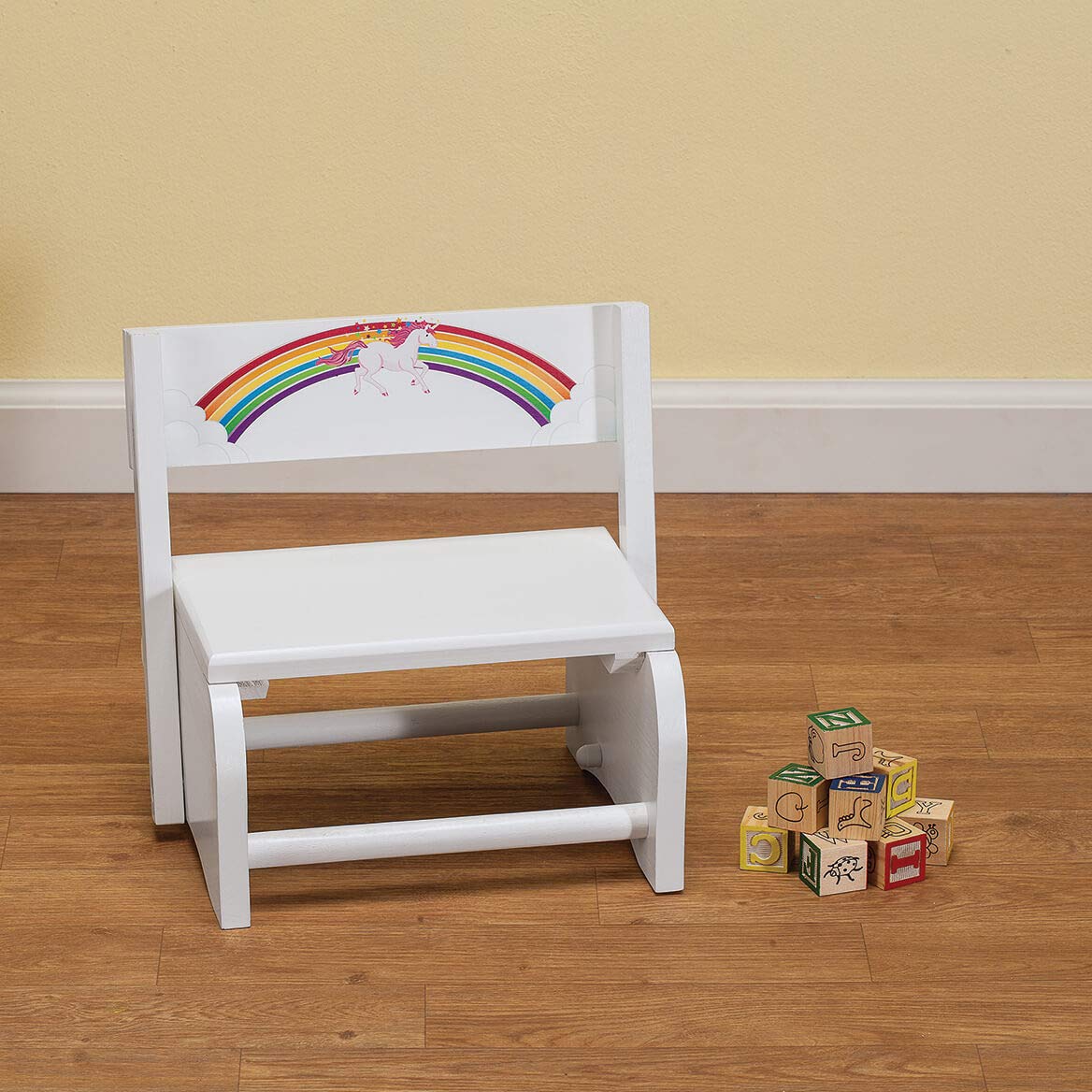 Children's White Unicorn Step Stool