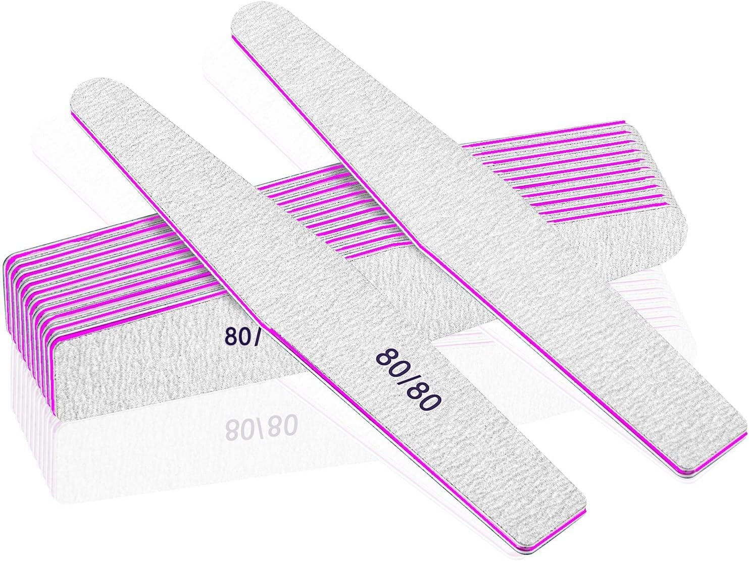Nail Files 80/80 Grit, 12pcs Nail File for Poly Nail Extension Gel Emery Boards Nail File for Acrylic Nails Coarse Nail File for False Nails Manicure Pedicure Tools for Home Salon