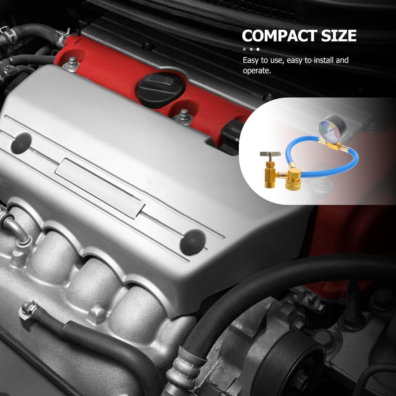 NOLITOY Car AC Charge Hose for Automotive Air Conditioning Filling, Charging Hose with Pressure Gauge, 1/2”Can Tap Dispensing Valve