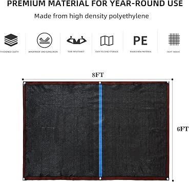 Takviyeli Grometli%90 Güneşlik Bezi 6 x 8FT, Dayanıklı Güneş Koruyucu Net UV Dayanıklı, Sera, Köpek Kulübesi, Bahçe Pergolası ve Arka Bahçe Veranda Güneşliği için Güneşlik Ağı