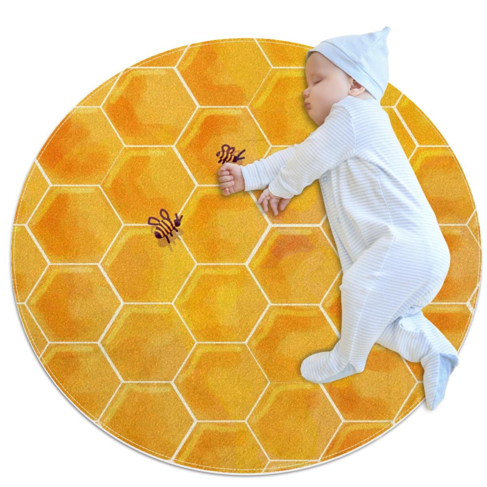 Tapis de salle de bain antidérapant rond 1m nid d'abeille lit bébé