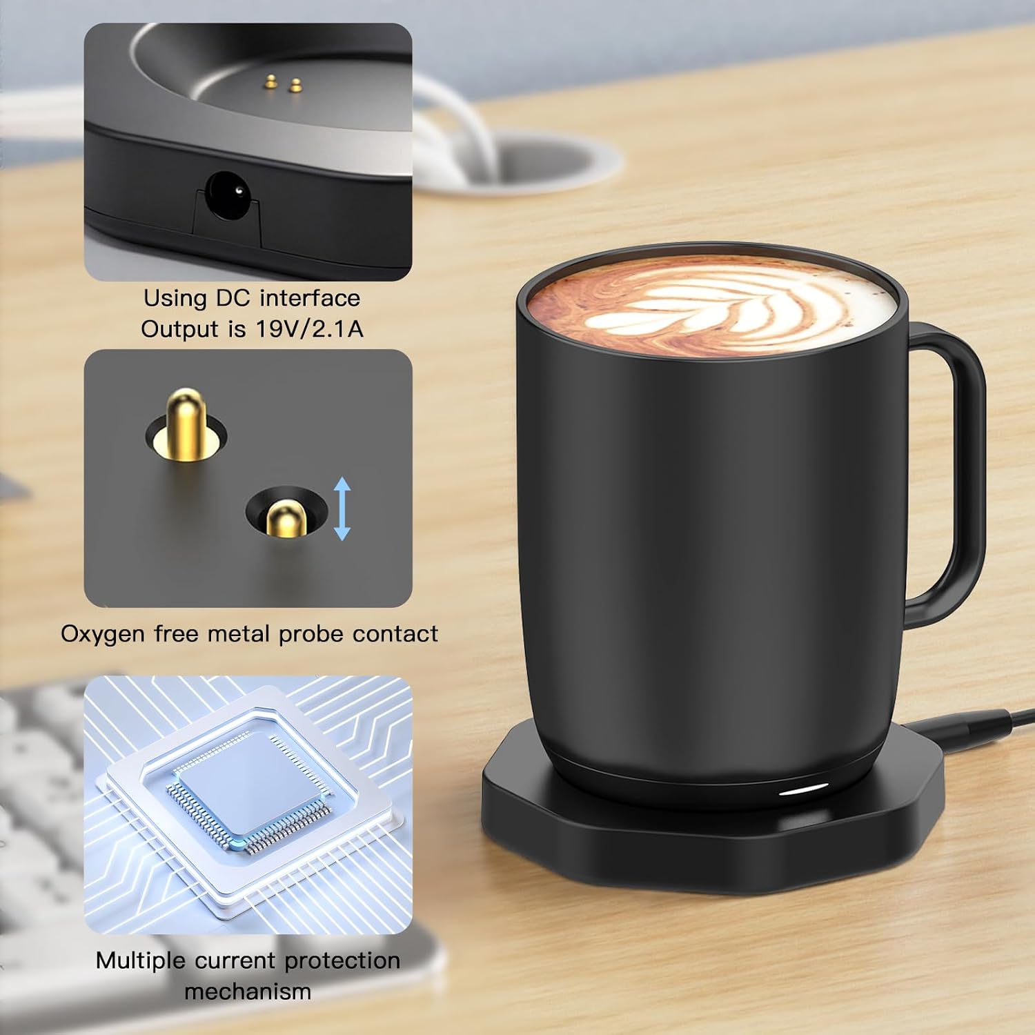 Hahace Compatible with Ember Temperature Control Smart Mug 2/1, 2 Pack Charging Coaster ，Charger Dock Base for Wireless Warmer Cup Accessories, Lightweight and Portable, Black
