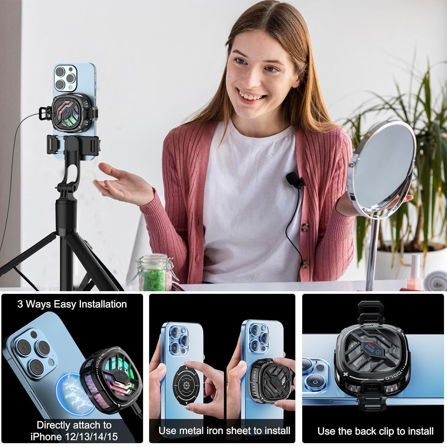 NOTHOTPHONE Gaming Phone Cooler Fan - Mobile Cooling Fan for Gaming, iPad Cooler for Gaming, High-Performance Cooling Fan for Mobile, Phone Cooler with Ultra Silent Technology, Universal Fit 3