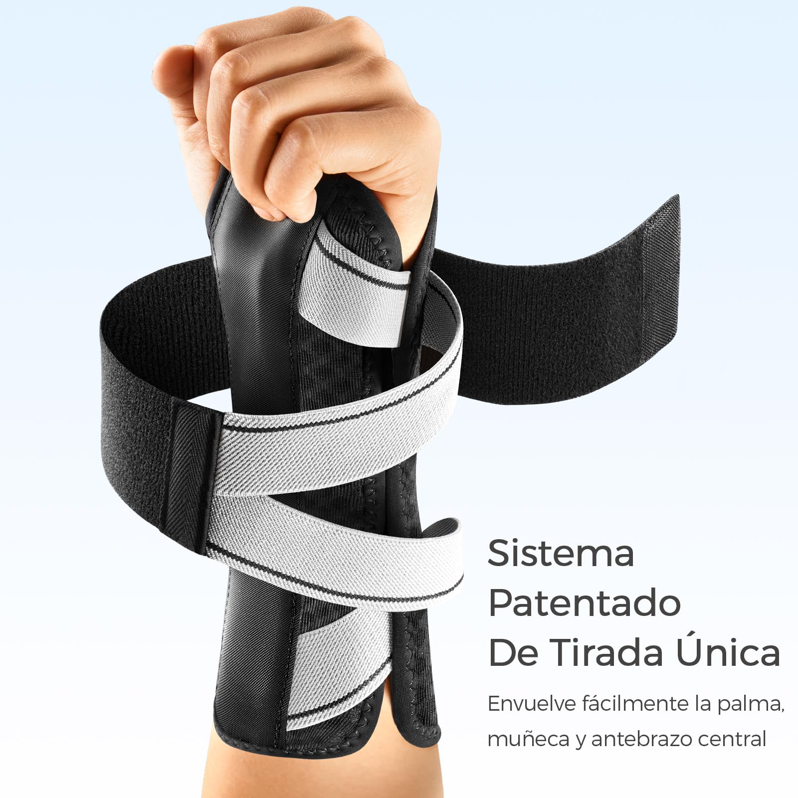 FREETOO Muñequera Ortopedica Mujer Hombre Ligera con Férula Metálica Ergonómica, [Un Solo Paso] Ferula Tunel Carpiano Nocturna Diurna – Para Tendinitis, Artrosis, Esguince, Rota y LER (S/M, Derecha)