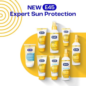 E45 Sun SPF30 Sensitive Sun Cream with Vitamin E - UVA and UVB Protection- Fragrance-Free and Dermatologically Tested Sun Lotion For Body - Suitable For Dry, Sensitive and Eczema Prone Skin (180ml)