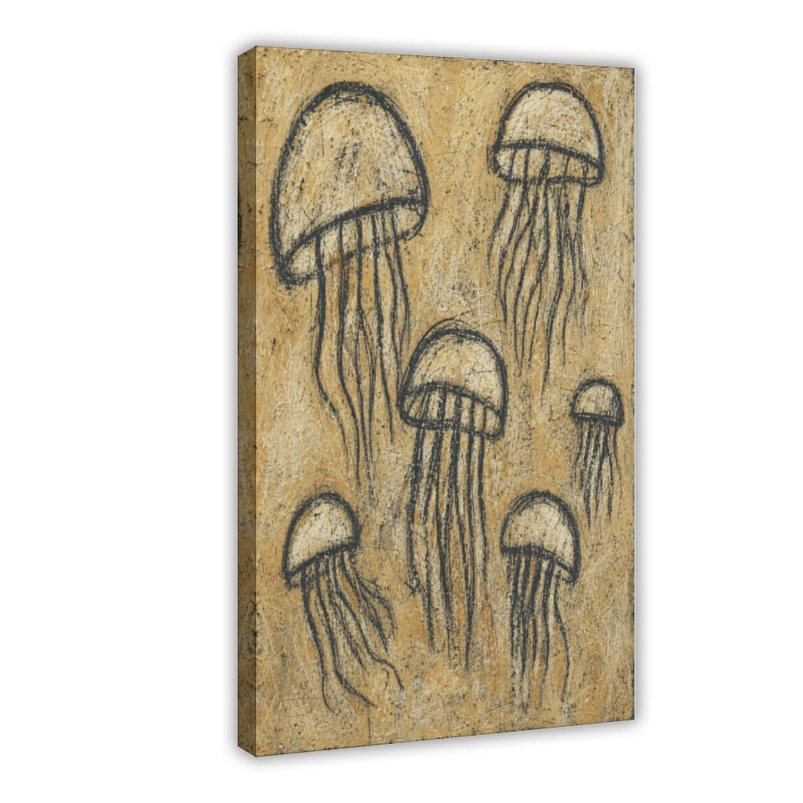 H3b8u2y5 Frame-Style-5 Jellyfish Ink Study Canvas Wall Art, Ocean Creatures Bedside