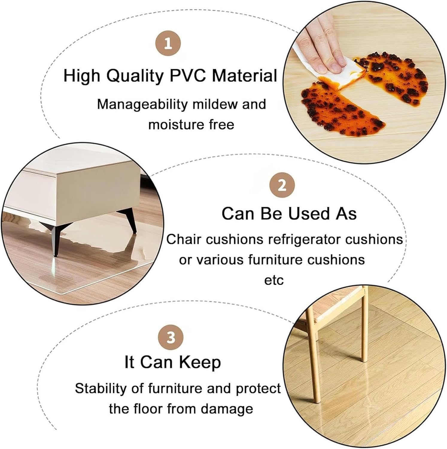 Transparent Mats for Office Computer Chair Mat Carpet Floor Protectors for Furniture Non Slip and Soundproof Thick and Durable for Offices Dressers Nightstands Computer Desks