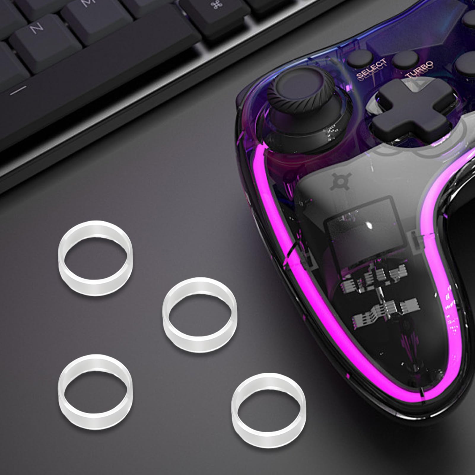 Pierścień ochronny na joystick, przezroczyste, odporne na zużycie, bezpieczne gumowe pierścienie ochronne do kontrolerów gamepada, entuzjastów, rodziny, przyjaciół