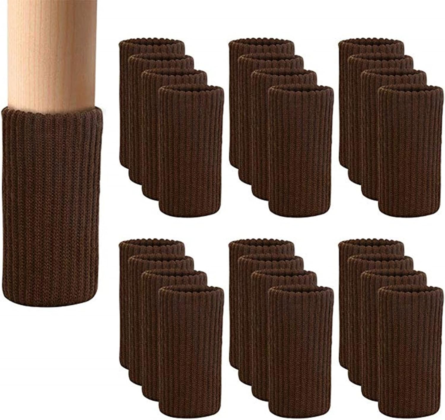 24 PCs Furniture Leg Socks Coffee Knitted Furniture Socks, Double
