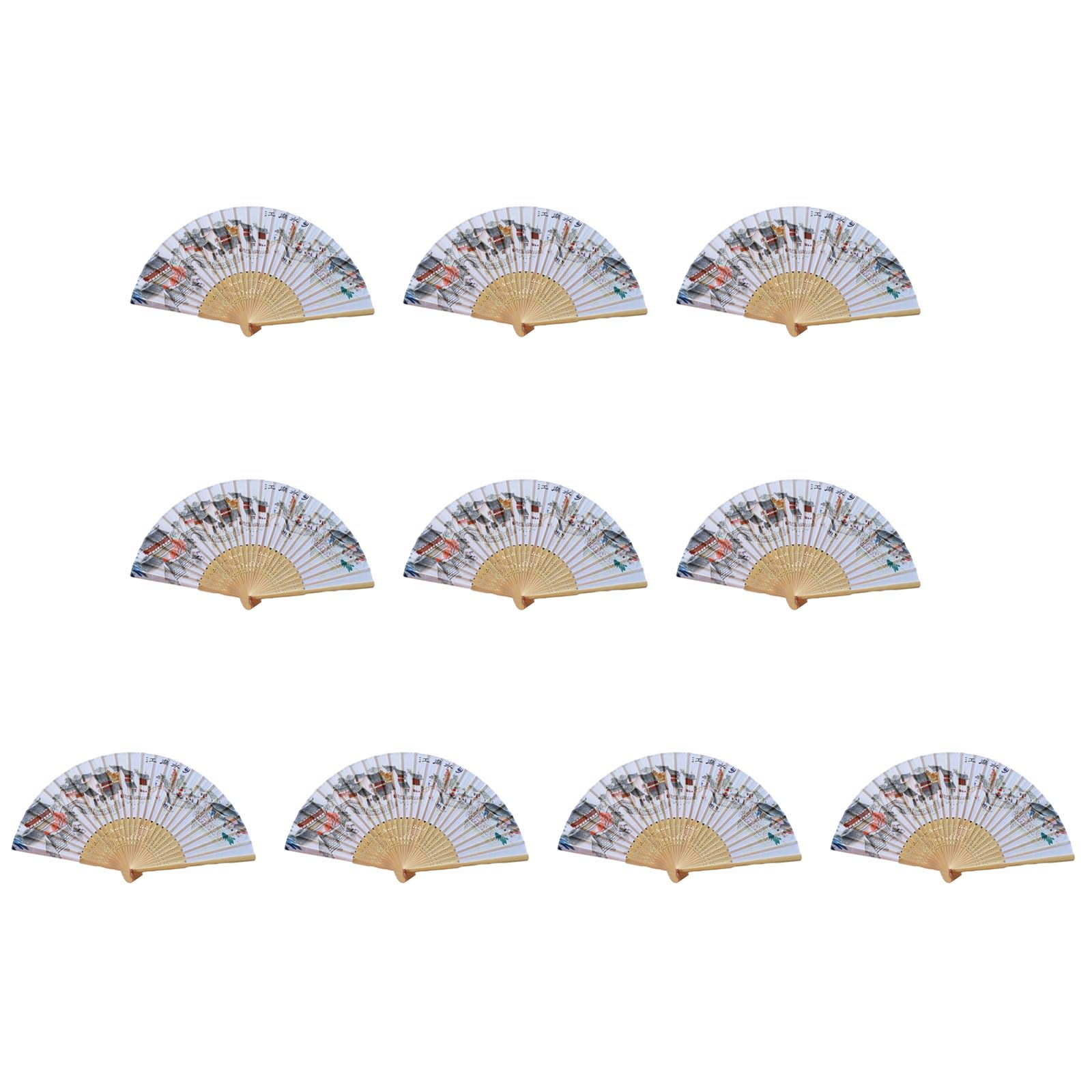 Tsophreniq Of 10 Bamboo Folding Fans Traditional Chinese Handheld Fan with Elegant Carvings for Cooling and Decoration Bamboo Fan