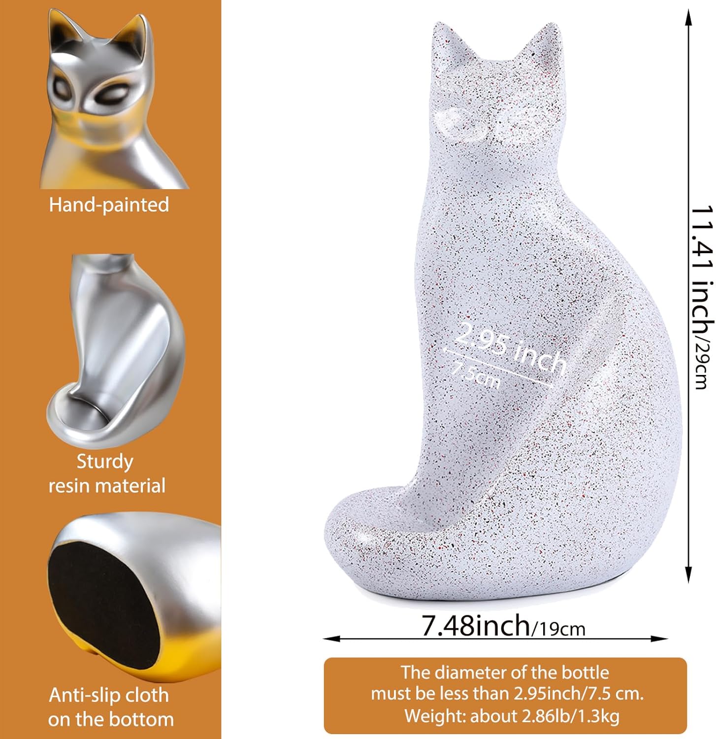 Wine Bottle Holder Organizer for Cabinet, Cat Wine Rack for Tabletop, Countertop, Bar, and Home Decor, Wine Lovers Gifts for Women Men, White Wine Rack