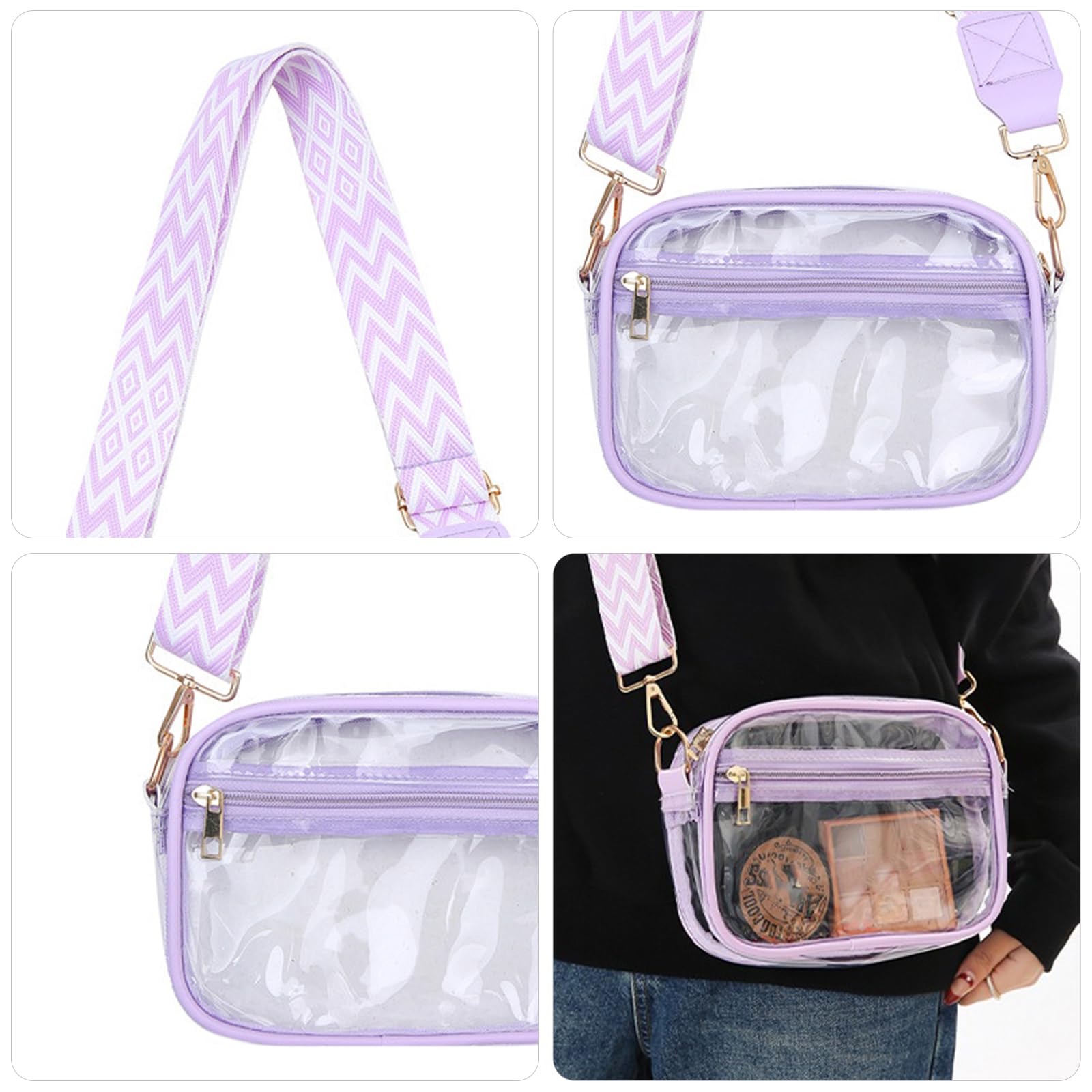 Przezroczysta torba crossbody, wodoodporna torba listonoszka, przezroczysta torba na koncert, dla kobiet i mężczyzn, przezroczysta torba na ramię z PCW, z regulowanym paskiem, na koncerty, zakupy,