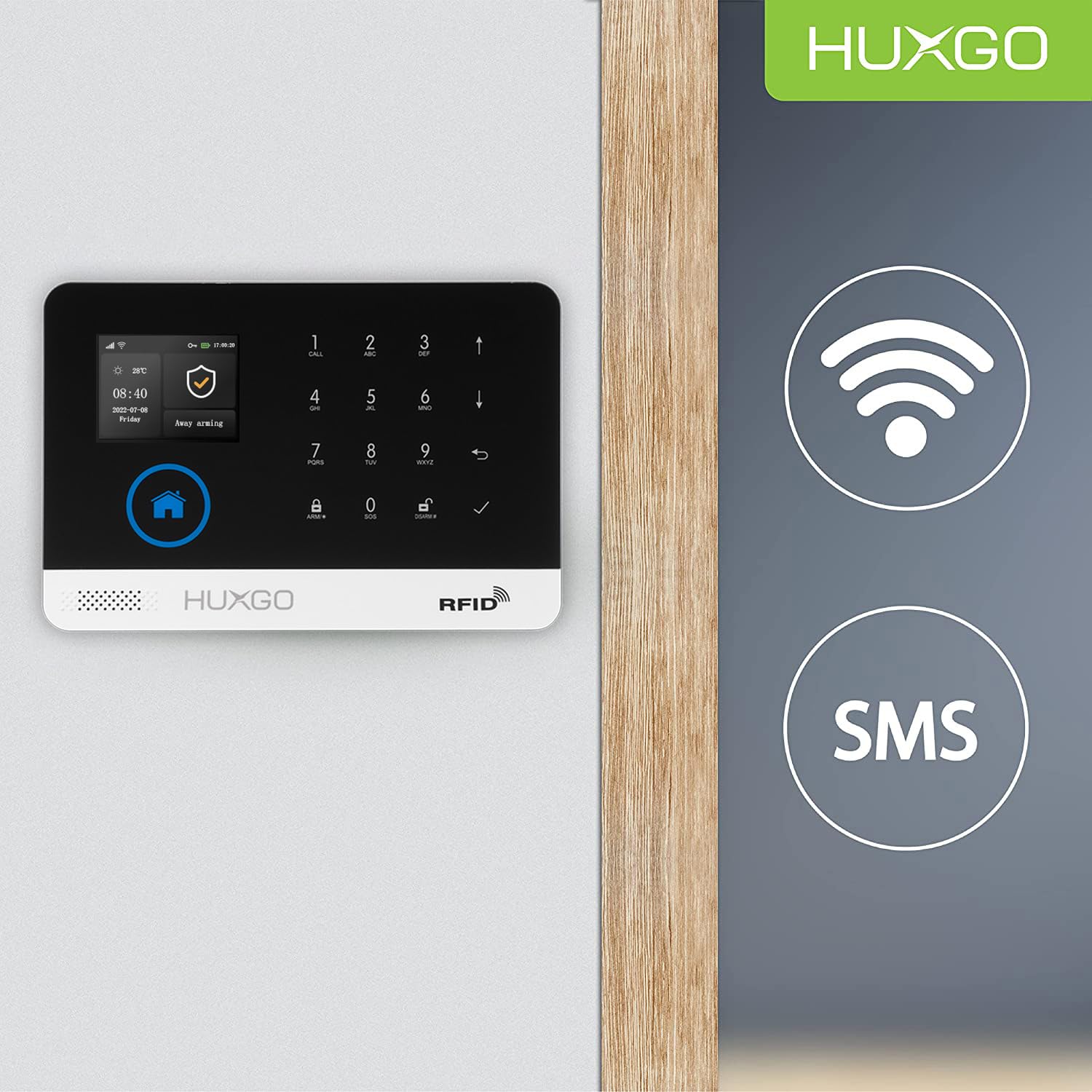 HXA003 Funk Alarmanlage Set WiFi + GSM 4G mit Solar Alarmsirene | Alarm System mit Bewegungsmelder, 3X Fensteralarm/Türsensoren | Alarmanlage fürs Haus, Wohnung, Wohnmobil | Smart Home