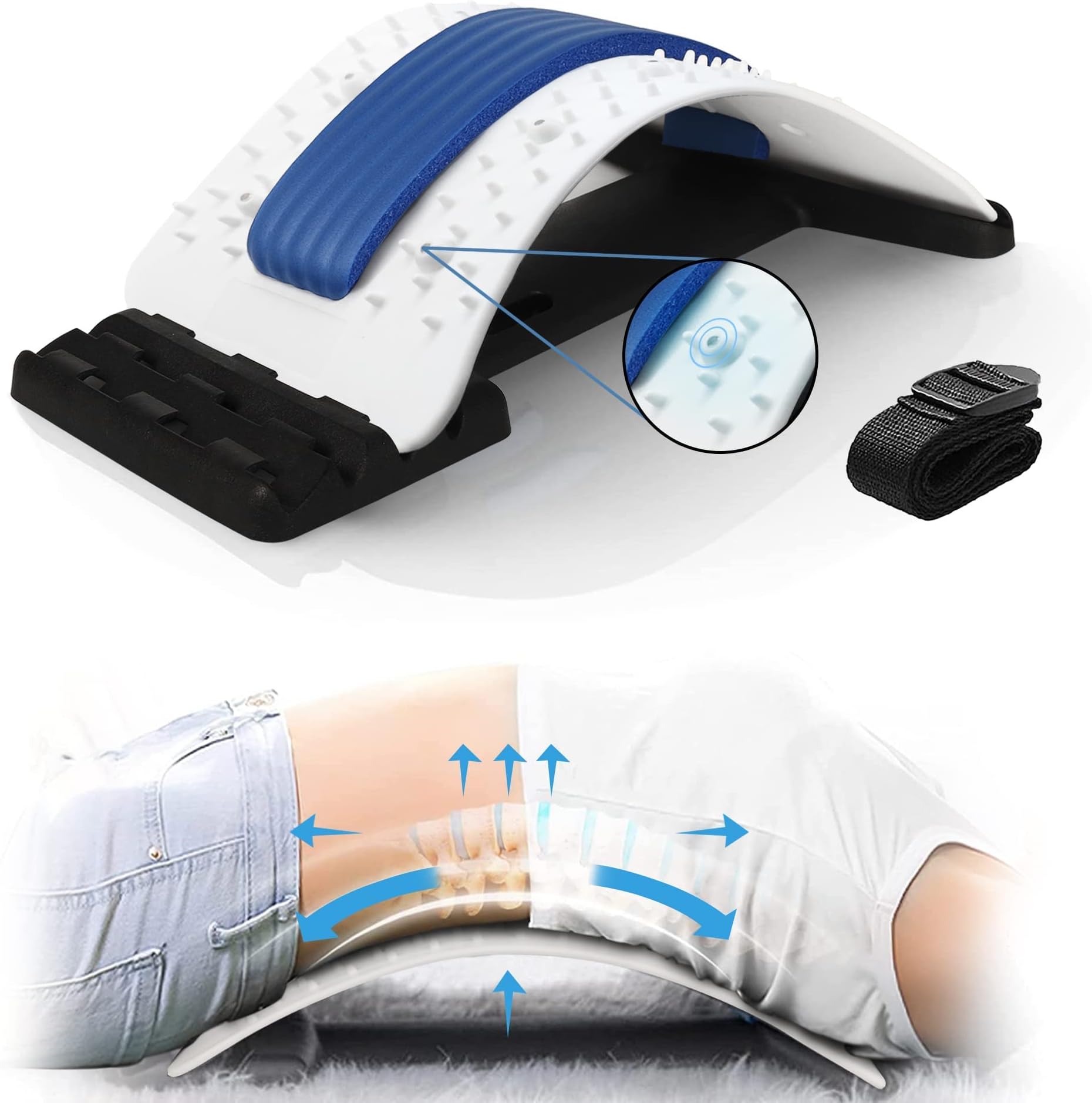 Lumbar Support Spine Board with Adjustable Settings, Back Stretcher, Back Cracker Lower Back Pain Relief Device, Massager Cracker Board, Spine Relief Herniated Disc, Sciatica, Scoliosis