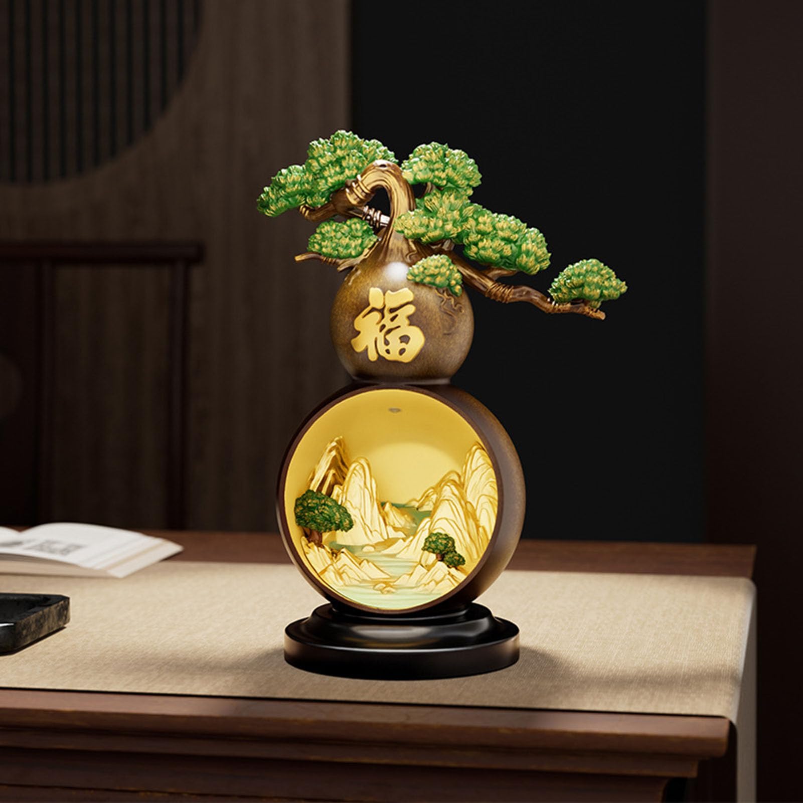 Feng Shui Bogactwo Wu Lou Hu Lu Tykwa Chińska Powodzenia na szczęście Fortuna Zdrowie Sukces Tykwa Kolekcjonerski Amulet Ozdoby dla przyjaciół Rodziny Kochankowie,Gold