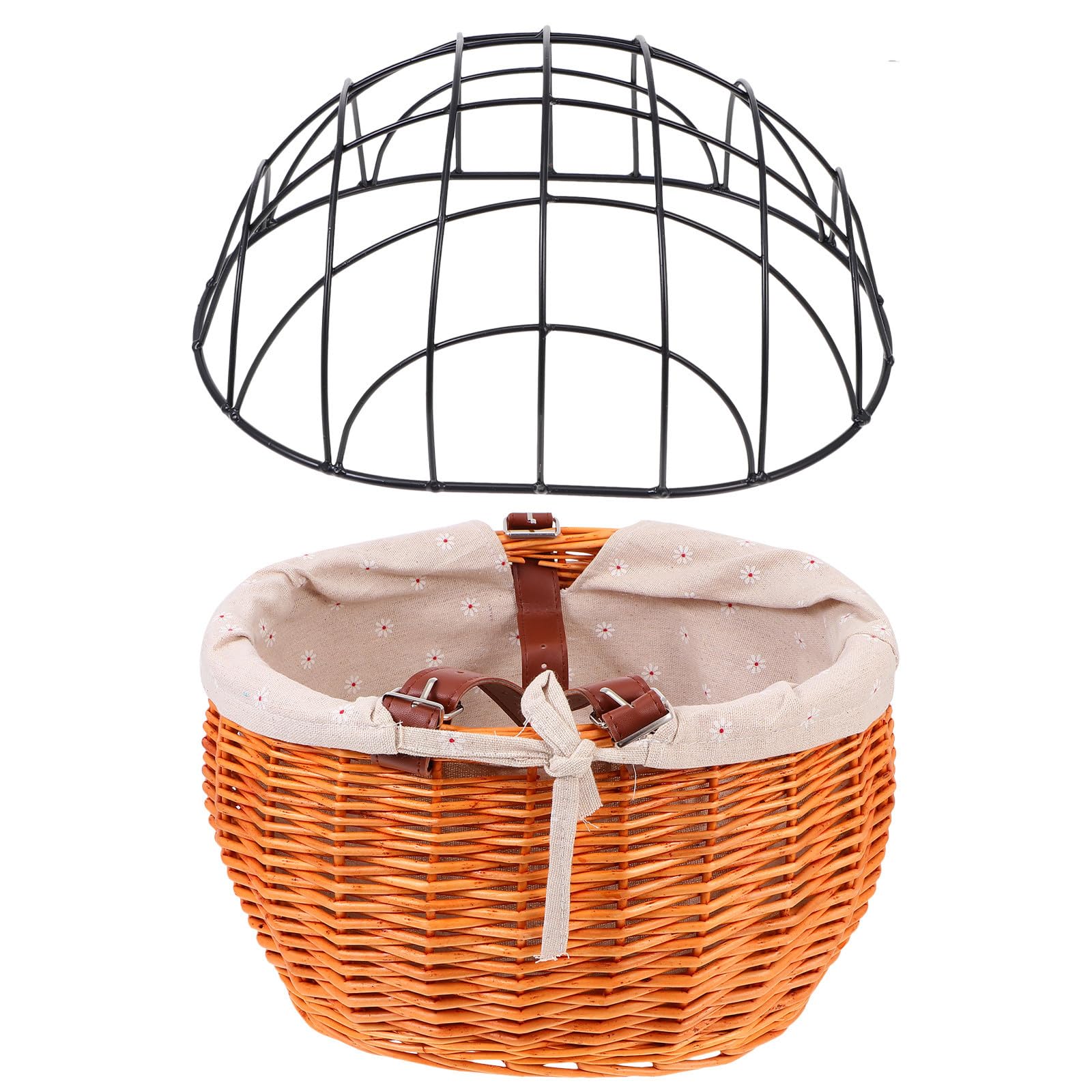 Cesta Delantera para Bicicleta Tejida de Ratán, Mimbre y Hierro