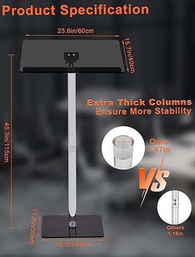 Miniatura 2 de HODLBIT Soporte de podio acrílico, púlpitos de 23.6 x 15.7 pulgadas para iglesias, ángulo ajustable, atriles y podios modernos grandes para aula,